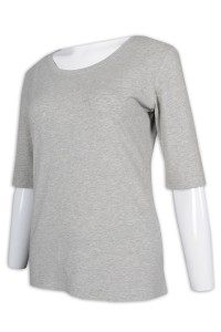 T979 製作女裝花灰色T恤 五分袖 T恤專門店   花灰色  年度 季度 預算 物資用品  sorona